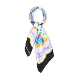 E.Marinella FOULARD|FOULARD IN SETA 90 NERO Motivo floreale
