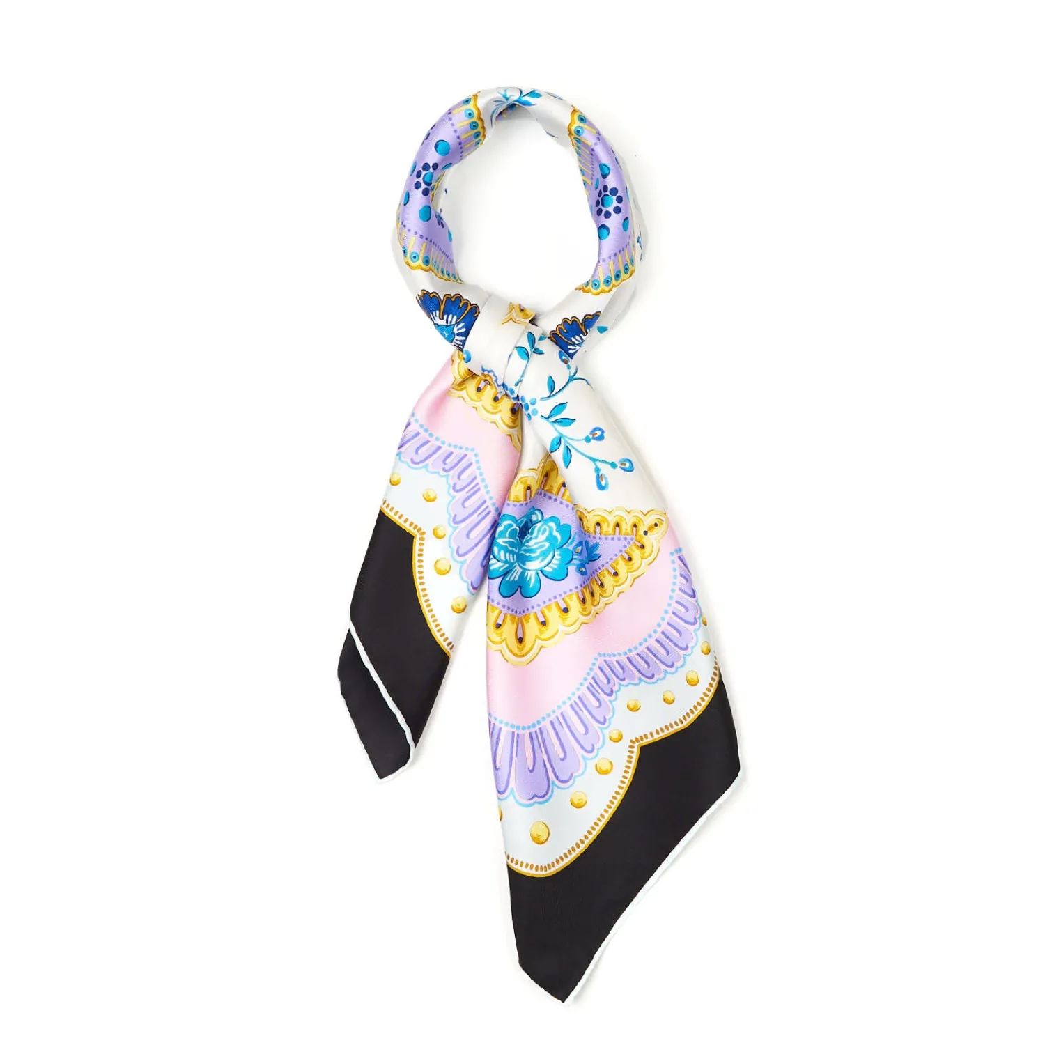 E.Marinella FOULARD|FOULARD IN SETA 90 NERO Motivo floreale