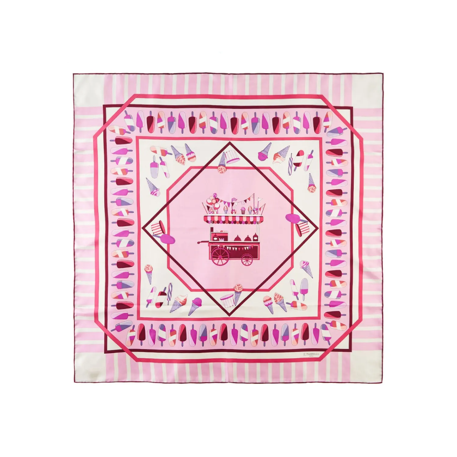 E.Marinella FOULARD|FOULARD IN SETA 90 ROSA La gelateria