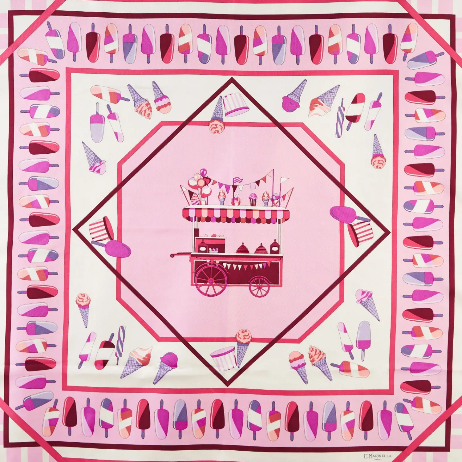E.Marinella FOULARD|FOULARD IN SETA 90 ROSA La gelateria