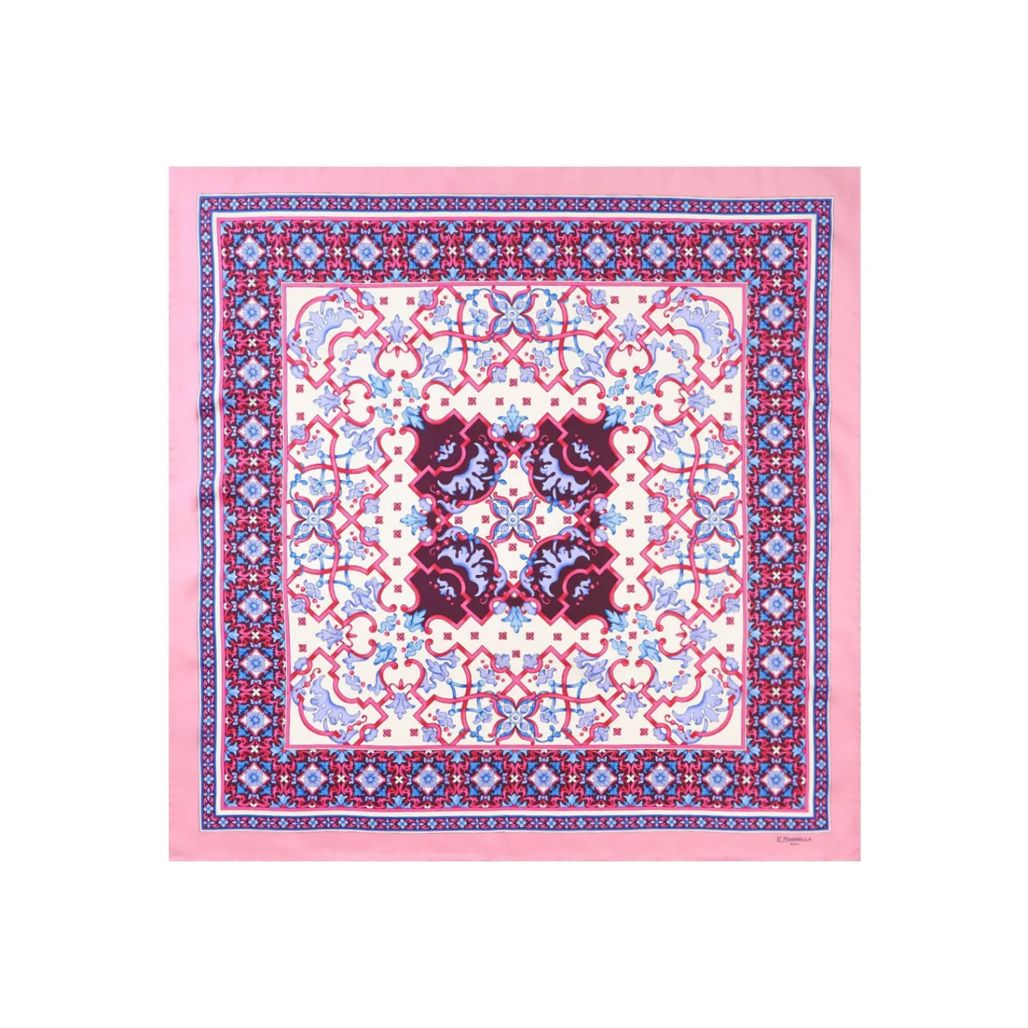 E.Marinella FOULARD|FOULARD IN SETA 90 ROSA Maiolica mediterranea