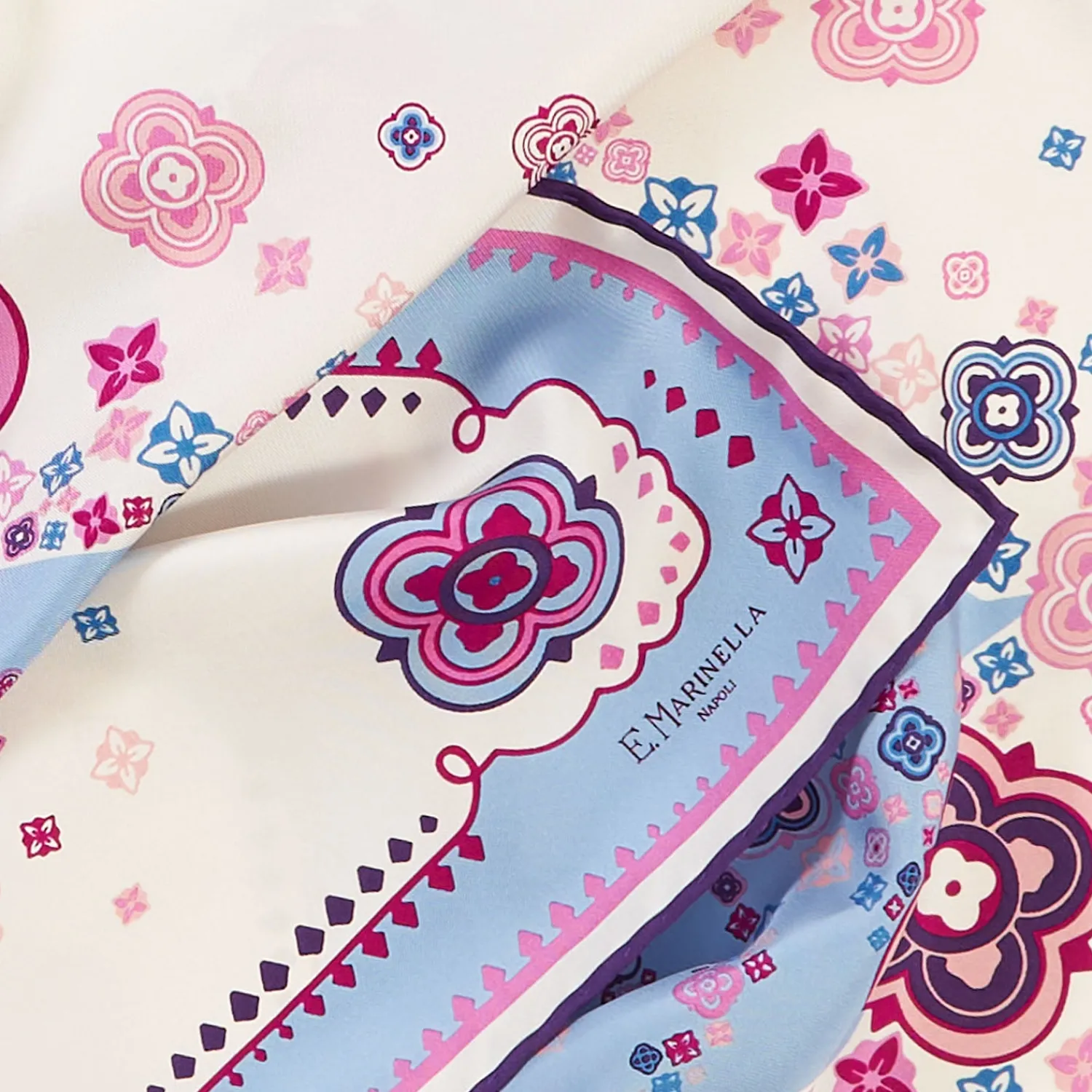 E.Marinella FOULARD|FOULARD IN SETA 90 ROSA World of archivio flowers 1961