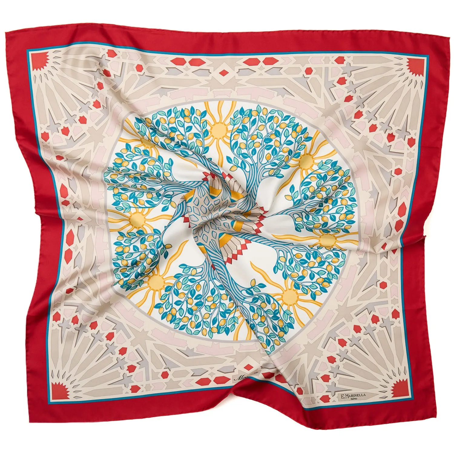 E.Marinella FOULARD|FOULARD IN SETA 90 ROSSO Mosaico