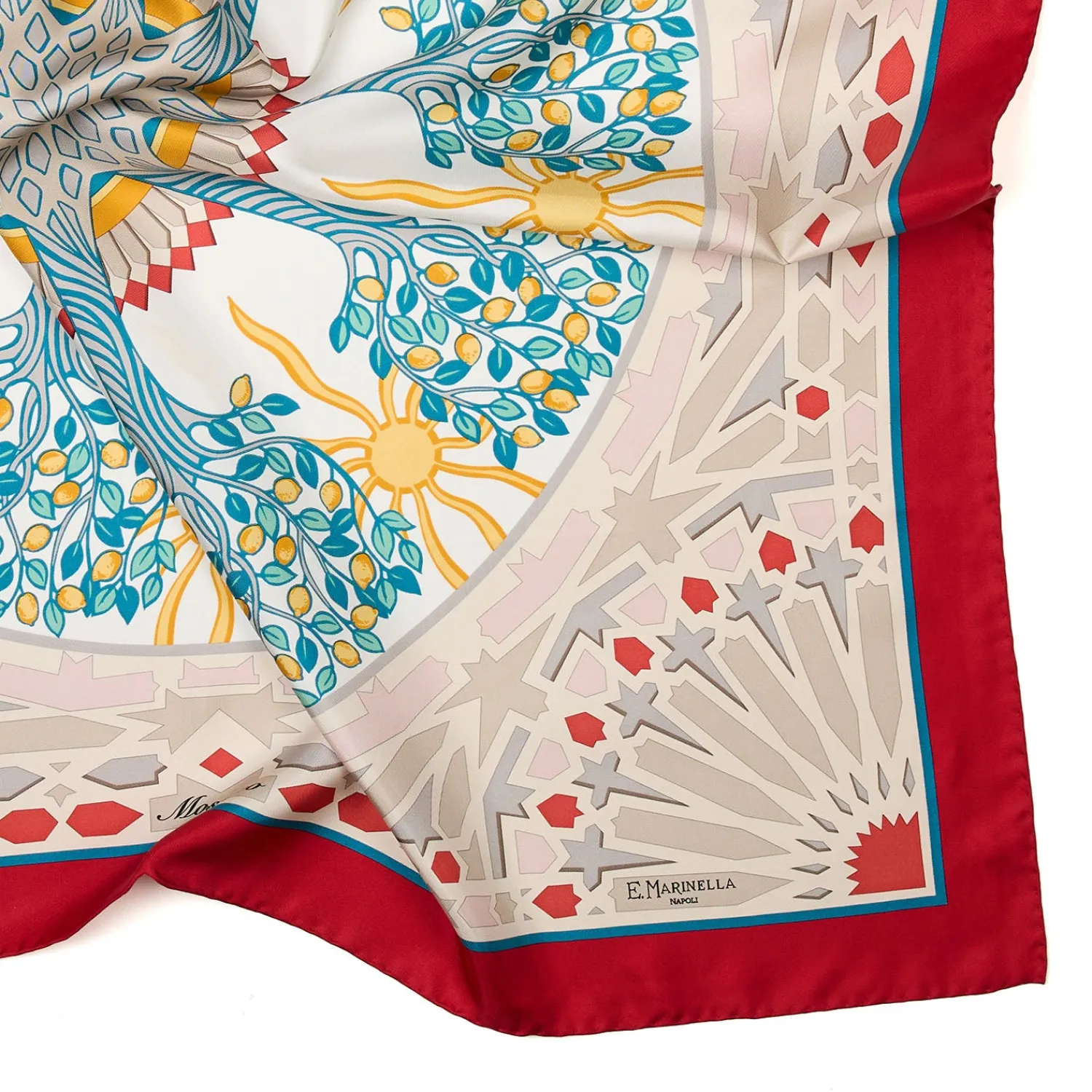 E.Marinella FOULARD|FOULARD IN SETA 90 ROSSO Mosaico