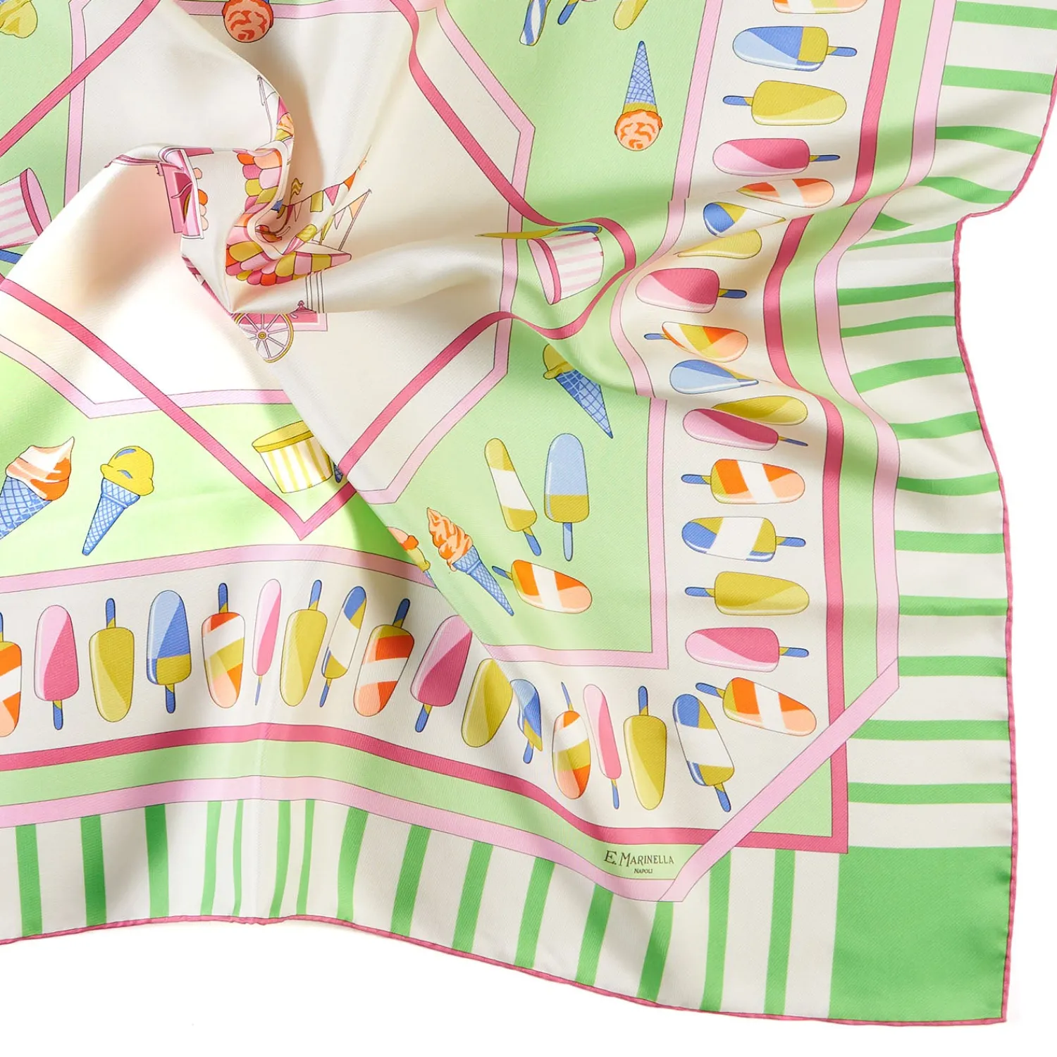E.Marinella FOULARD|FOULARD IN SETA 90 VERDE CHIARO La gelateria
