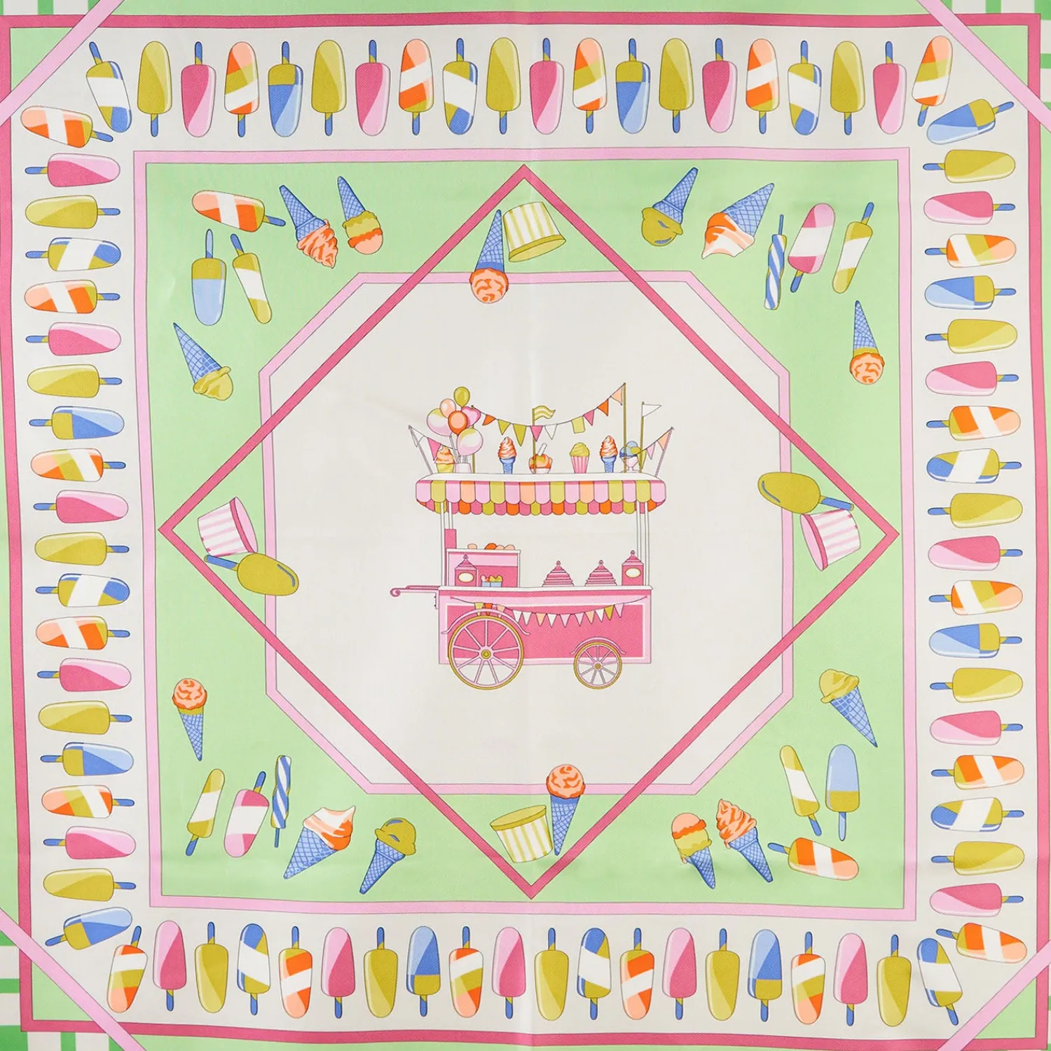 E.Marinella FOULARD|FOULARD IN SETA 90 VERDE CHIARO La gelateria