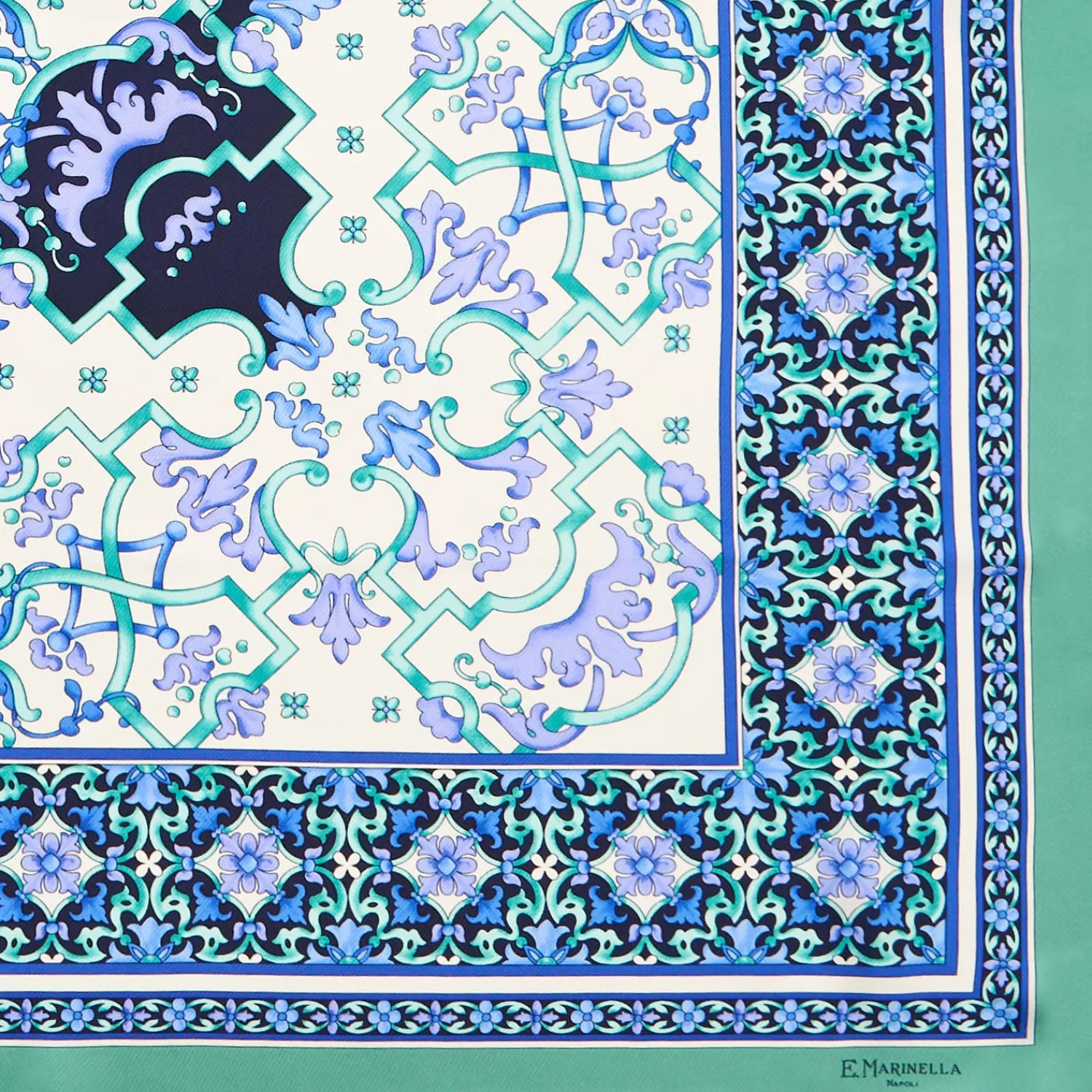 E.Marinella FOULARD|FOULARD IN SETA 90 VERDE CHIARO Maiolica mediterranea