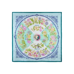 E.Marinella FOULARD|FOULARD IN SETA 90 VERDE La ruota delle stagioni