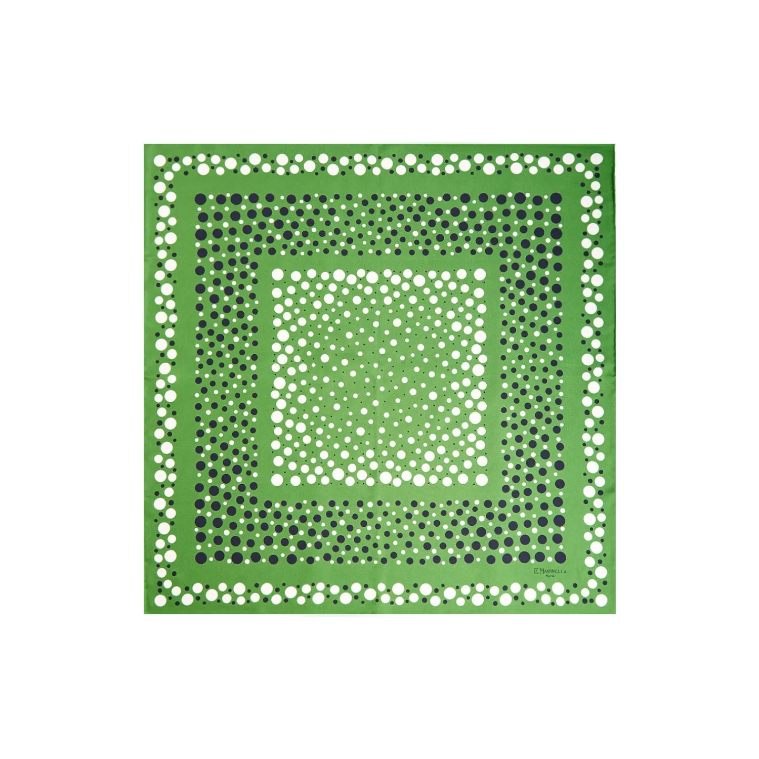 E.Marinella FOULARD|FOULARD IN SETA 65 VERDE OLIVA Eleganza a pois