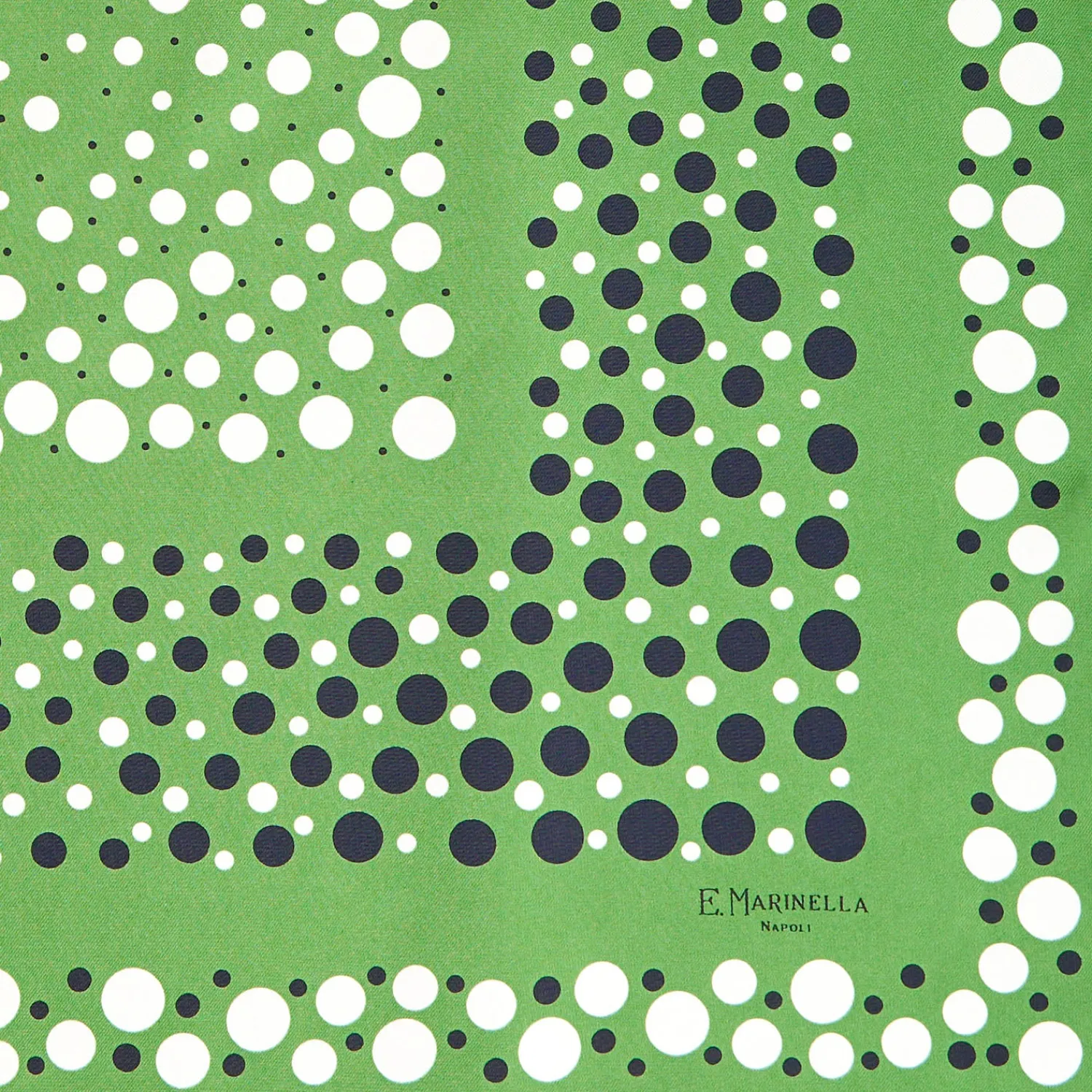 E.Marinella FOULARD|FOULARD IN SETA 65 VERDE OLIVA Eleganza a pois