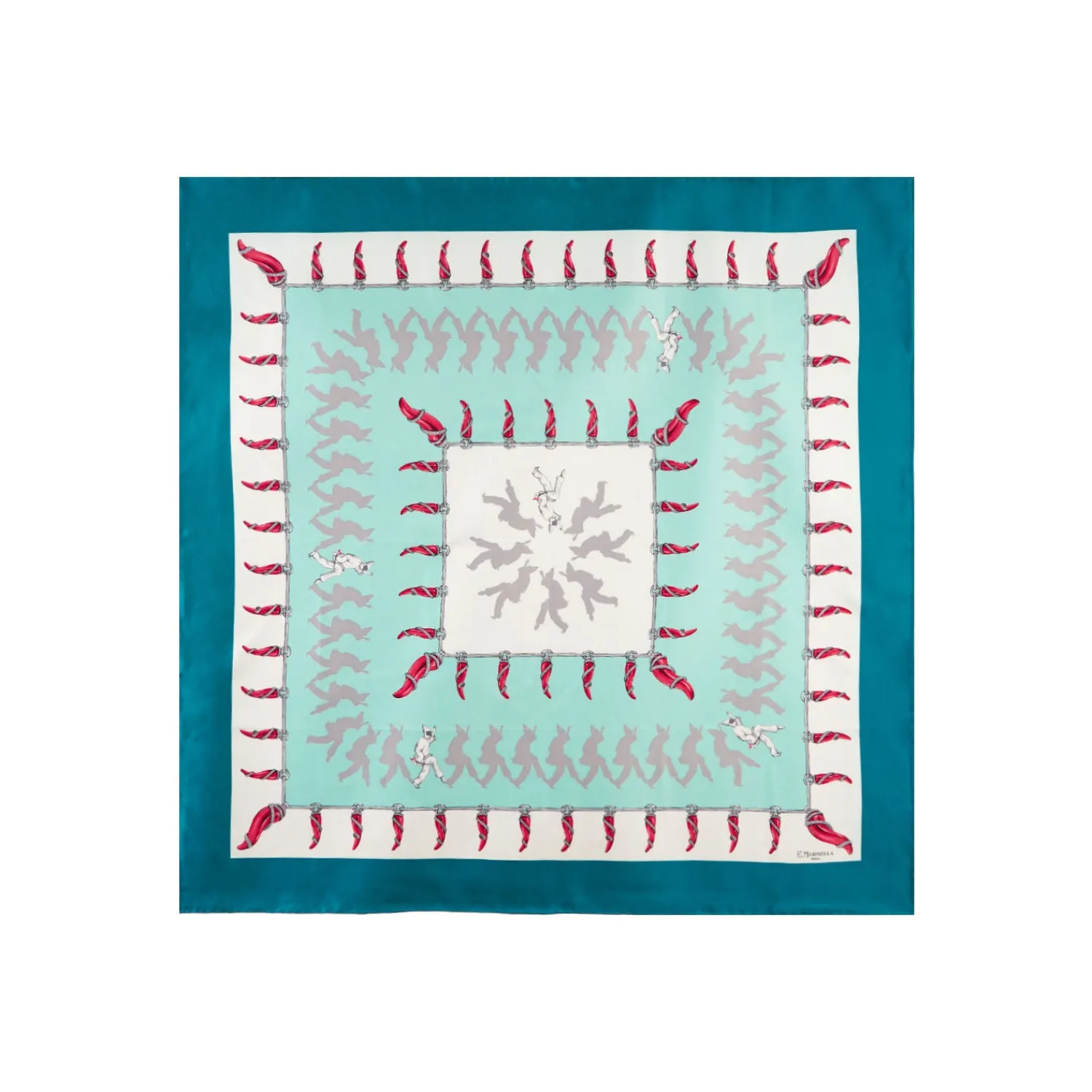 E.Marinella FOULARD|FOULARD IN SETA 90 VERDE Pulcinella portafortuna