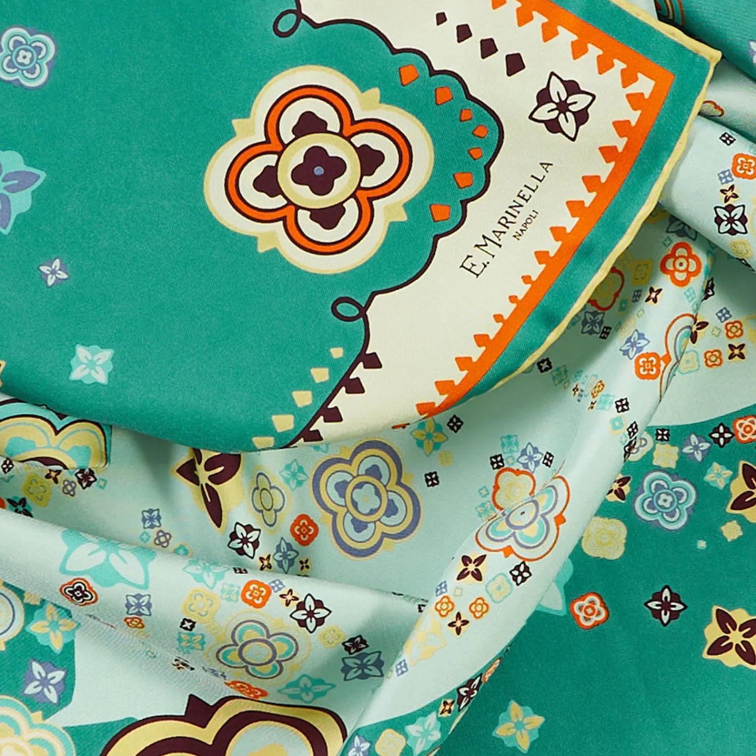 E.Marinella FOULARD|FOULARD IN SETA 90 VERDE World of archivio flowers 1961