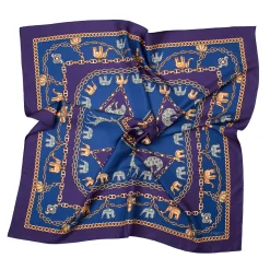 E.Marinella FOULARD|FOULARD IN SETA 90 VIOLA Elefanti portafortuna