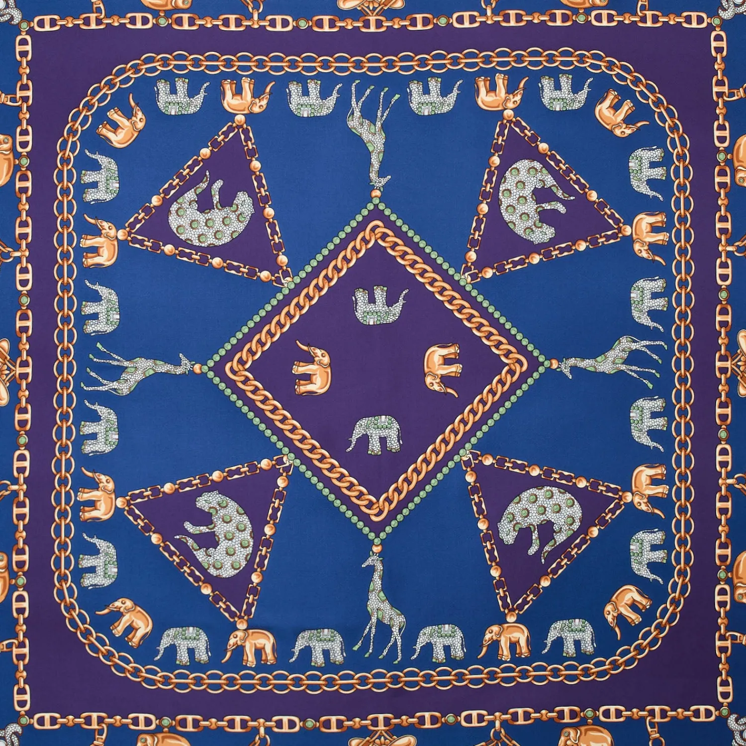E.Marinella FOULARD|FOULARD IN SETA 90 VIOLA Elefanti portafortuna