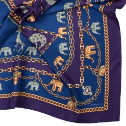E.Marinella FOULARD|FOULARD IN SETA 90 VIOLA Elefanti portafortuna