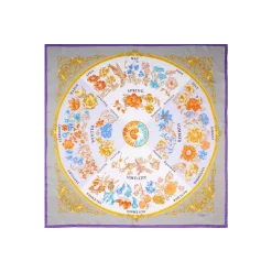 E.Marinella FOULARD|FOULARD IN SETA 90 VIOLA E TORTORA La ruota delle stagioni