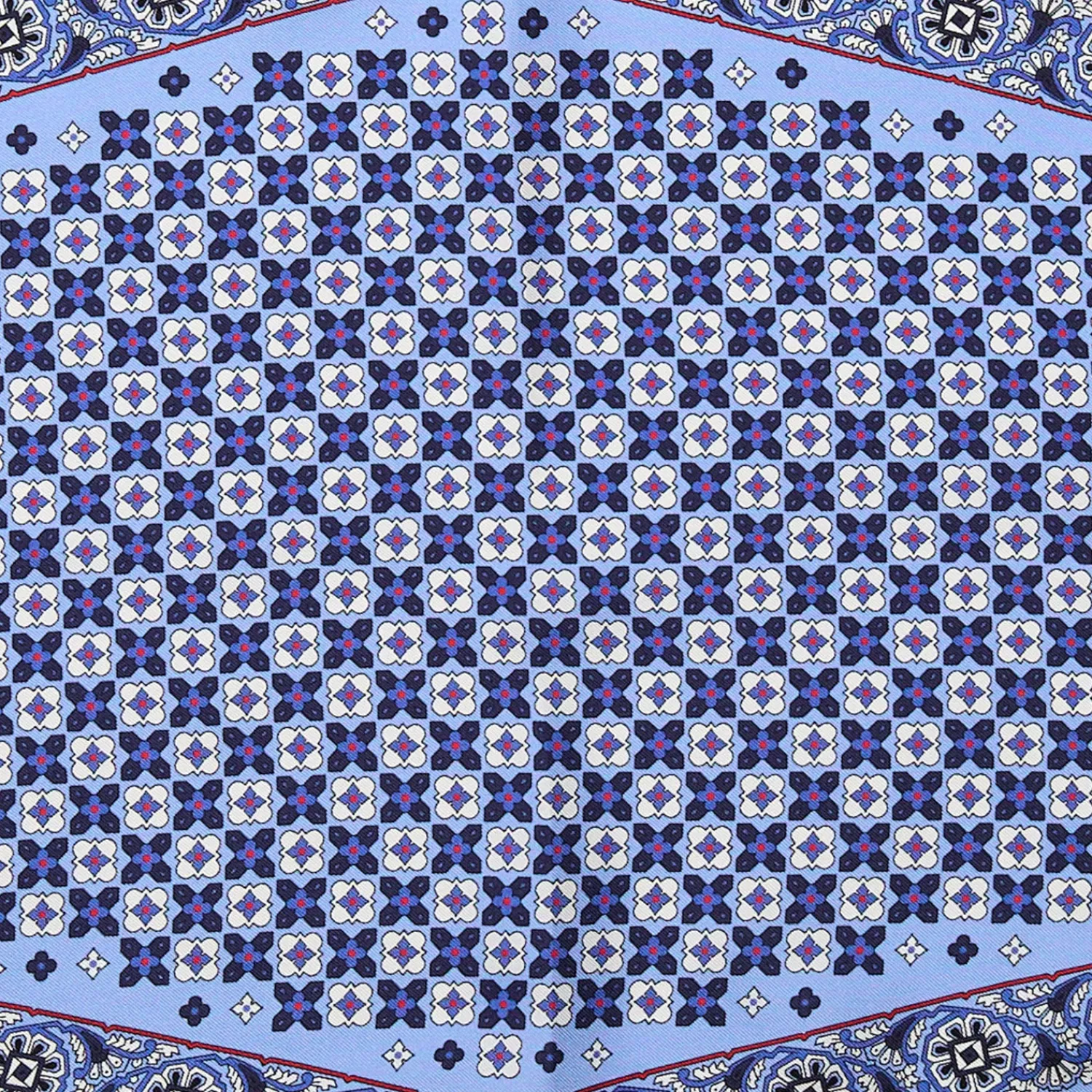 E.Marinella Foulard|FOULARD ROMBO IN SETA AZZURRO Microfantasia fiore