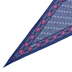 E.Marinella Foulard|FOULARD ROMBO IN SETA AZZURRO POLVERE Microfantasia fiore