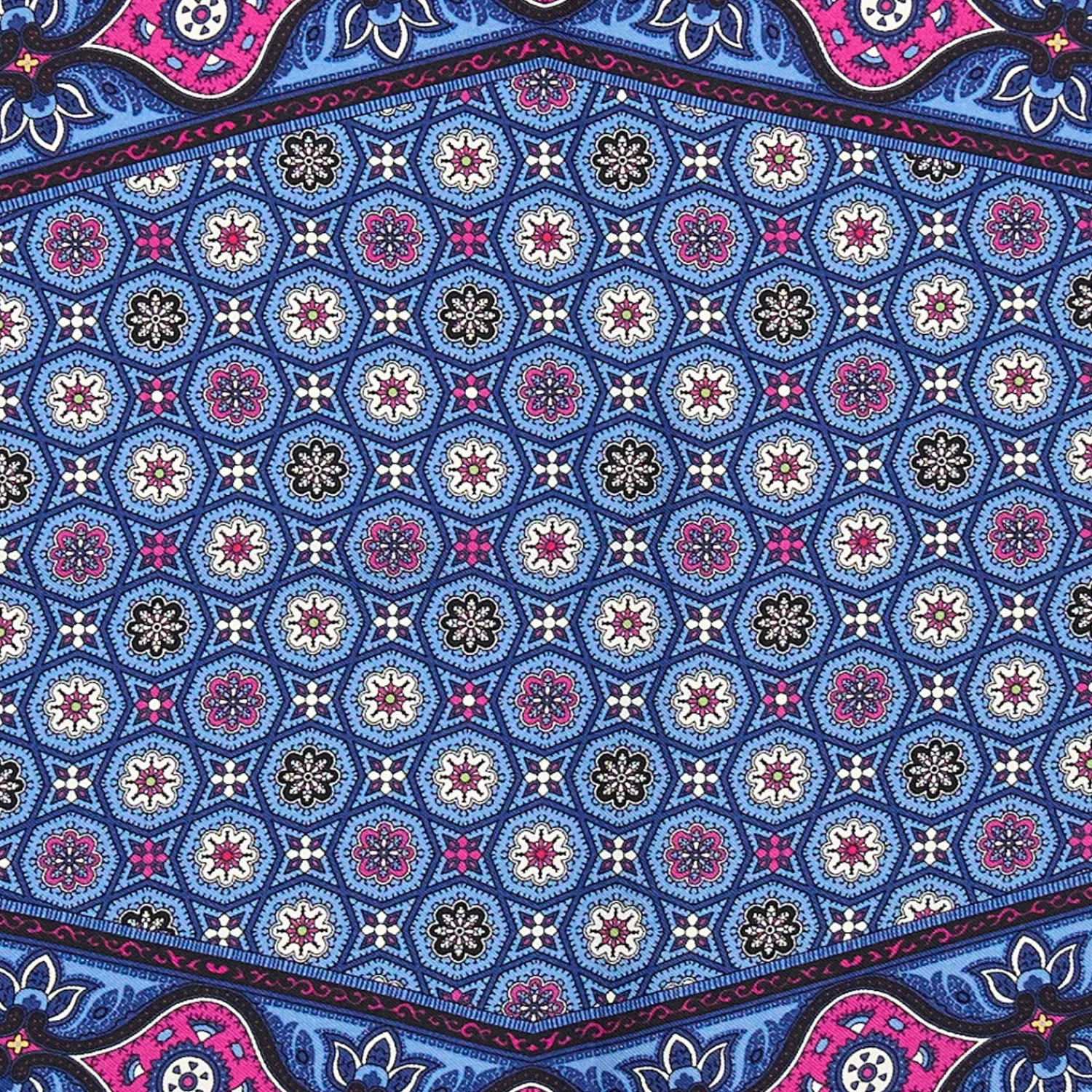 E.Marinella Foulard|FOULARD ROMBO IN SETA AZZURRO POLVERE Microfantasia fiore