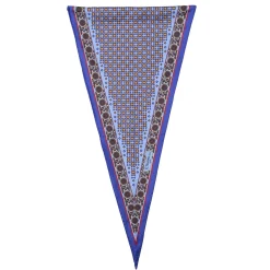 E.Marinella Foulard|FOULARD ROMBO IN SETA AZZURRO POLVERE Microfantasia fiore