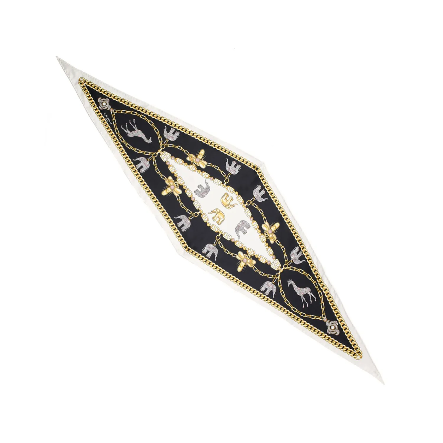 E.Marinella FOULARD|FOULARD ROMBO IN SETA BIANCO Collezione lucky charm