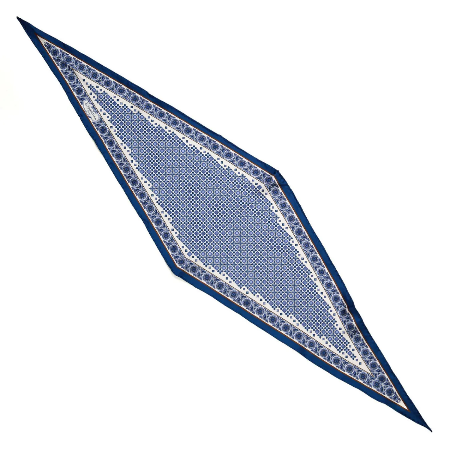 E.Marinella Foulard|FOULARD ROMBO IN SETA BIANCO Microfantasia fiore