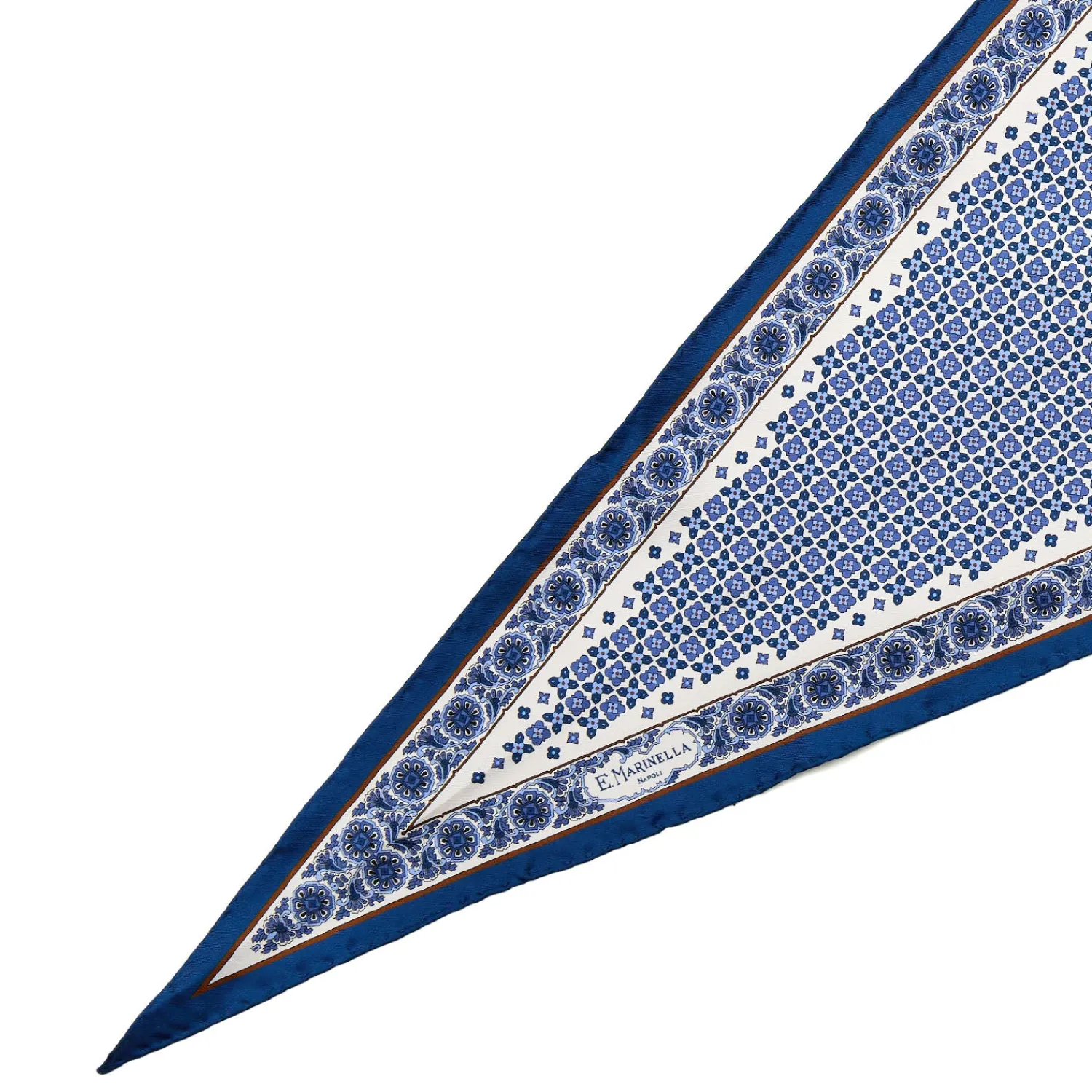 E.Marinella Foulard|FOULARD ROMBO IN SETA BIANCO Microfantasia fiore