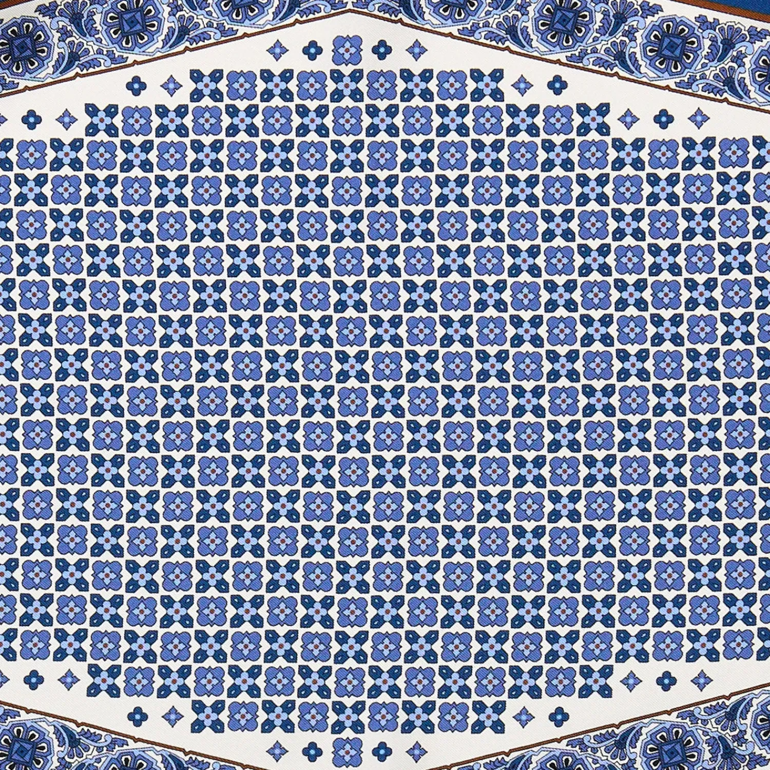 E.Marinella Foulard|FOULARD ROMBO IN SETA BIANCO Microfantasia fiore