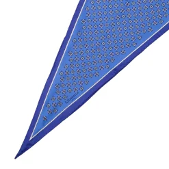 E.Marinella Foulard|FOULARD ROMBO IN SETA BLU Microfantasia fiore