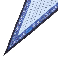 E.Marinella Foulard|FOULARD ROMBO IN SETA BLU Microfantasia fiore