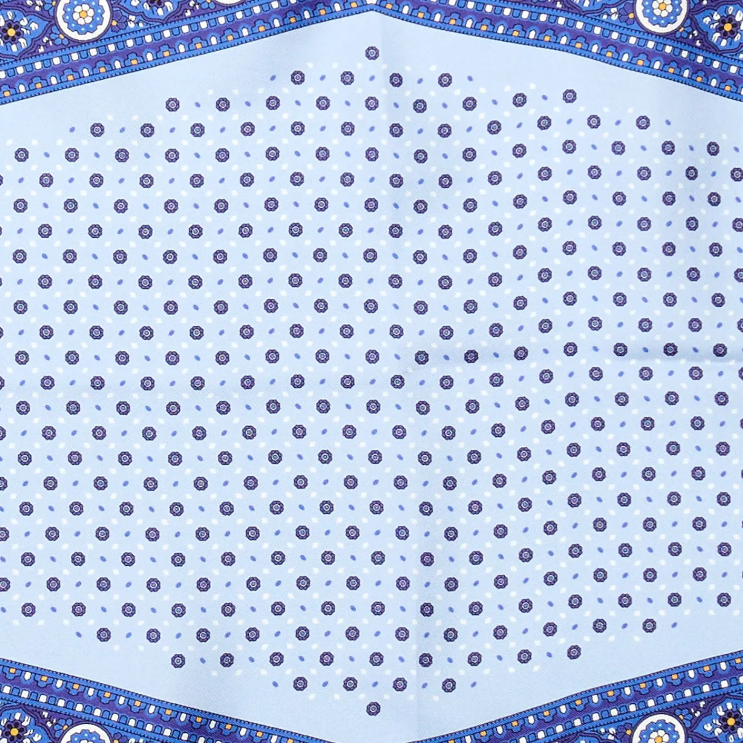 E.Marinella Foulard|FOULARD ROMBO IN SETA BLU Microfantasia fiore