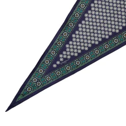 E.Marinella Foulard|FOULARD ROMBO IN SETA BLU SCURO Microfantasia fiore