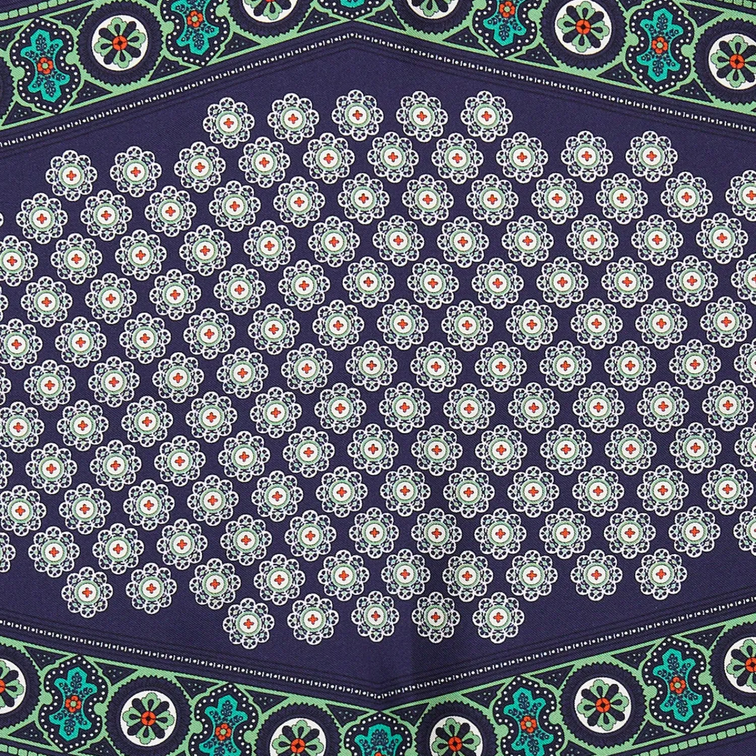 E.Marinella Foulard|FOULARD ROMBO IN SETA BLU SCURO Microfantasia fiore
