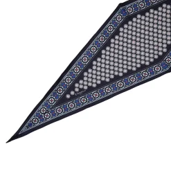 E.Marinella Foulard|FOULARD ROMBO IN SETA BLU SCURO Microfantasia fiore