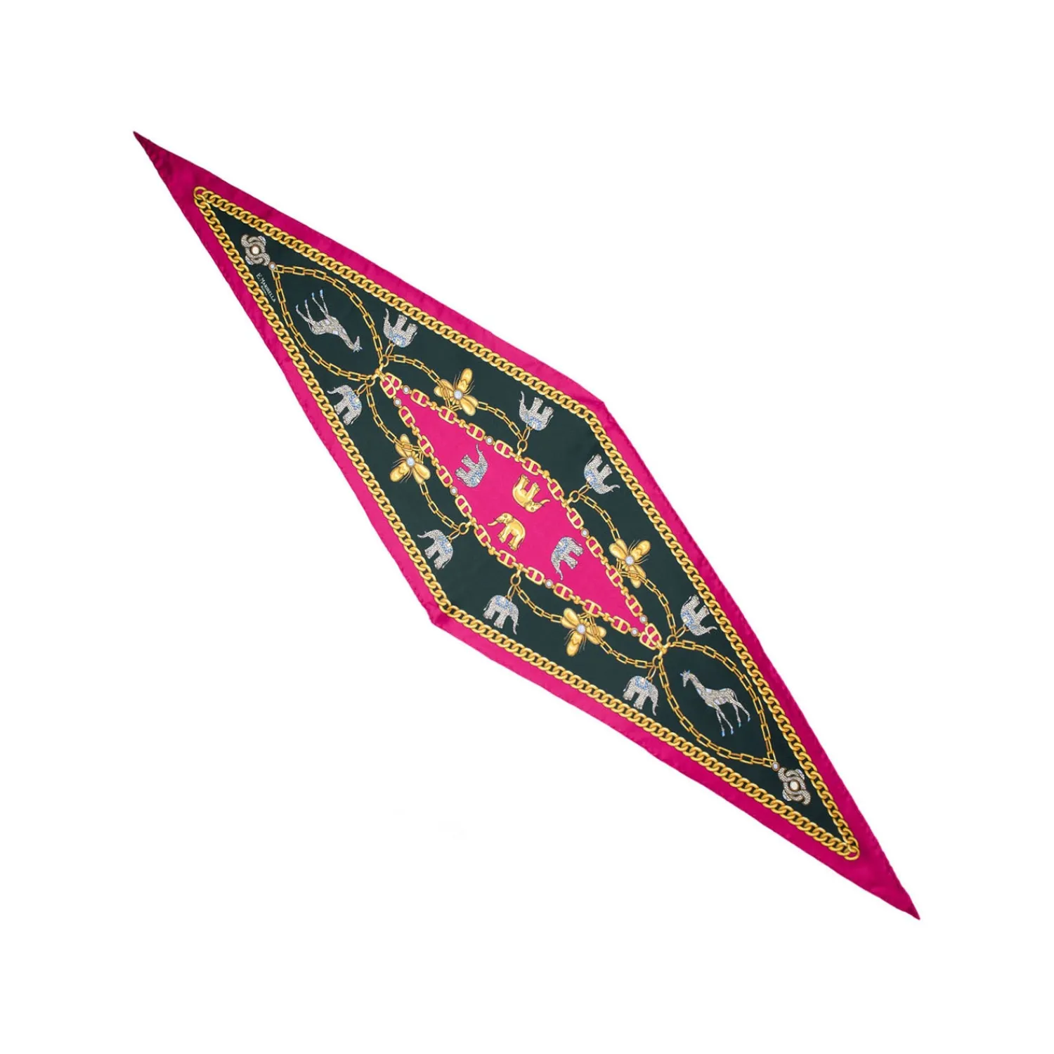 E.Marinella FOULARD|FOULARD ROMBO IN SETA FUCSIA Collezione lucky charm