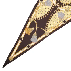 E.Marinella FOULARD|FOULARD ROMBO IN SETA MARRONE SCURO Collezione lucky charm