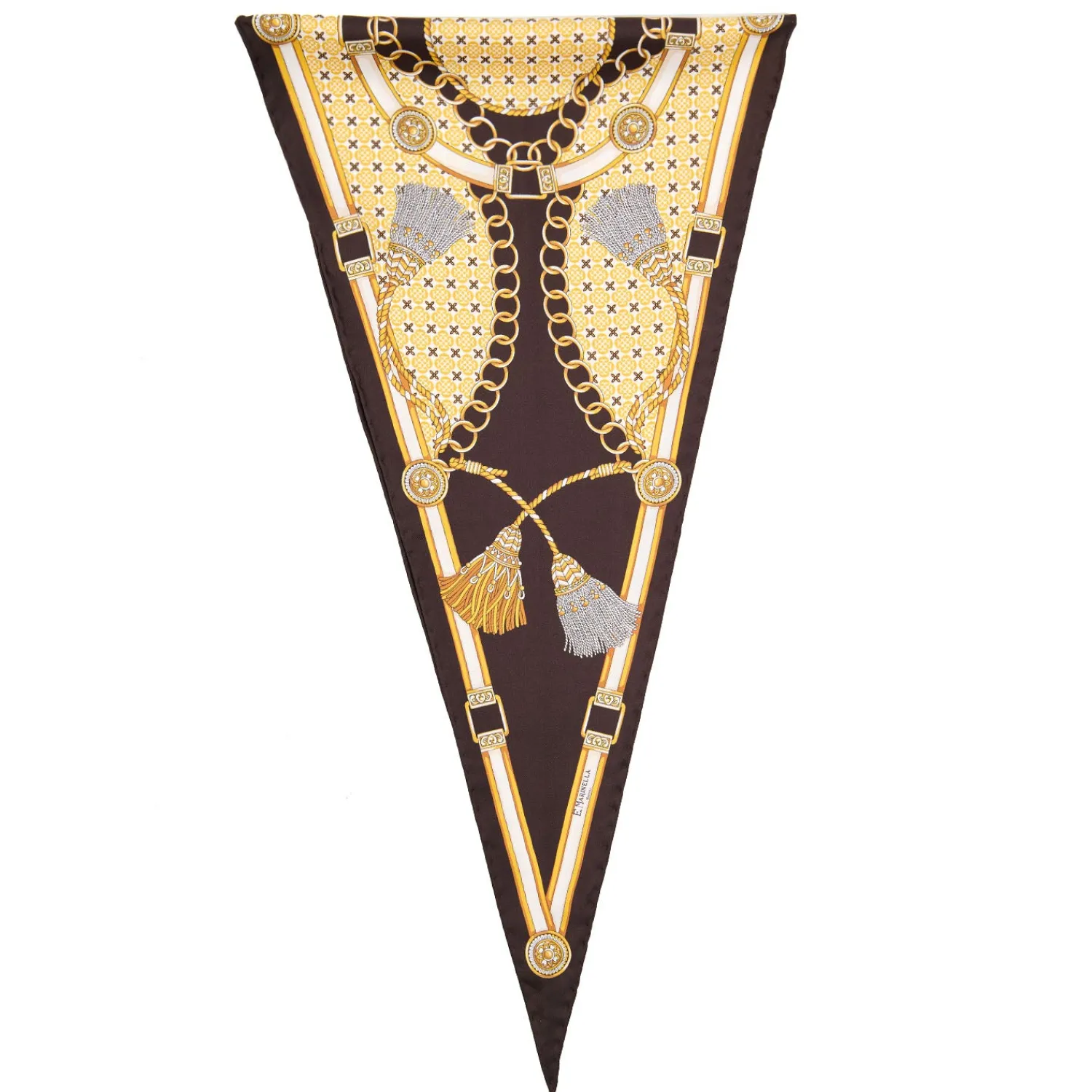 E.Marinella FOULARD|FOULARD ROMBO IN SETA MARRONE SCURO Collezione lucky charm