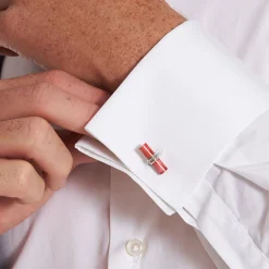 E.Marinella Gemelli|GEMELLI DA POLSO BARRETTA CON CORALLO In argento