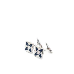 E.Marinella Gemelli|GEMELLI DA POLSO FIORE ARCHIVIO In argento e smalto blu