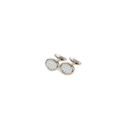 E.Marinella Accessori Per Gli Invitati|Gemelli|GEMELLI DA POLSO IN ARGENTO BIANCO Con microfantasia fiore