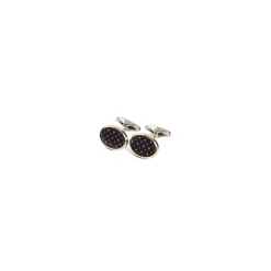 E.Marinella Gemelli|GEMELLI DA POLSO IN ARGENTO BLU SCURO Con microfantasia fiore