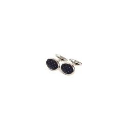 E.Marinella Gemelli|GEMELLI DA POLSO IN ARGENTO BLU Con microfantasia fiore