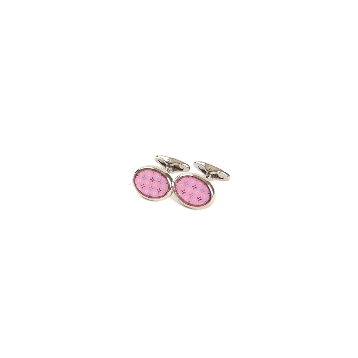 E.Marinella Gemelli|GEMELLI DA POLSO IN ARGENTO ROSA Con microfantasia fiore