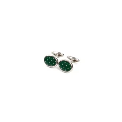 E.Marinella Gemelli|GEMELLI DA POLSO IN ARGENTO VERDE Con microfantasia fiore