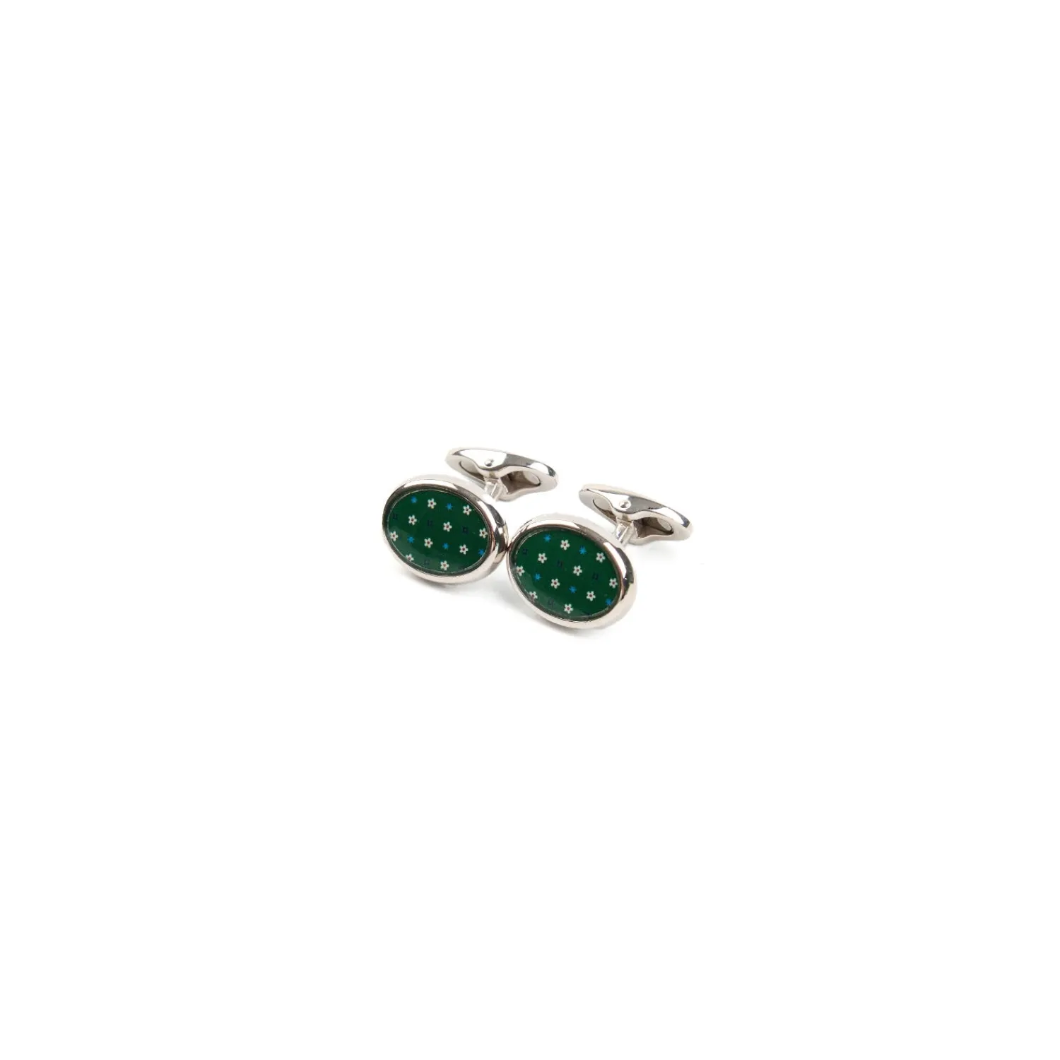 E.Marinella Gemelli|GEMELLI DA POLSO IN ARGENTO VERDE Con microfantasia fiore