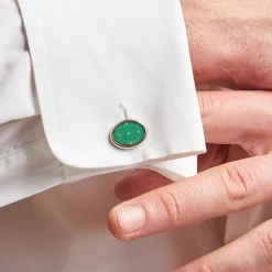 E.Marinella Gemelli|GEMELLI DA POLSO IN ARGENTO VERDE Con microfantasia fiore