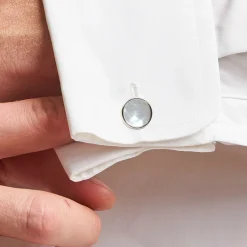 E.Marinella Accessori Per Lo Sposo|Gemelli|GEMELLI DA POLSO TONDO CON MADREPERLA In argento