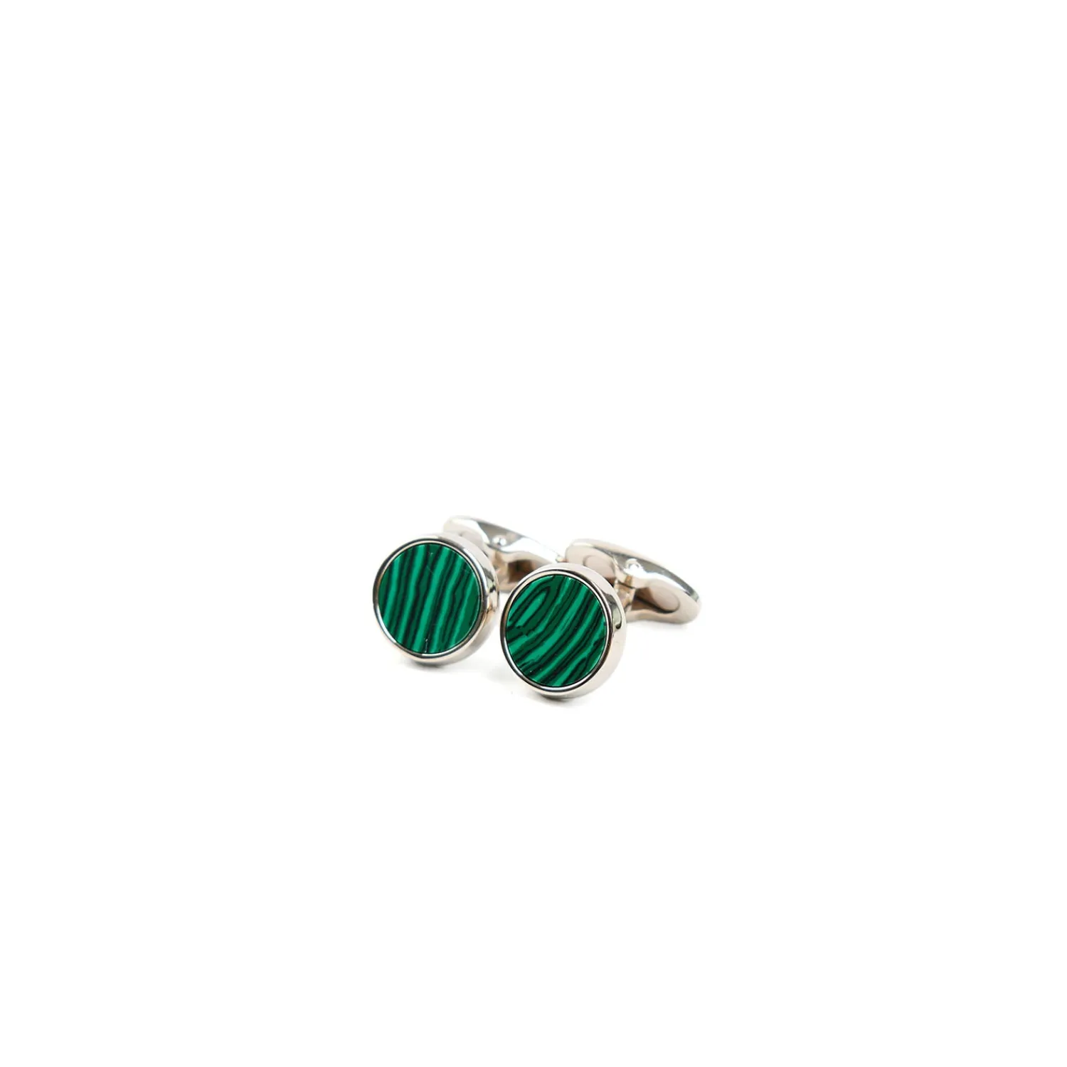E.Marinella Gemelli|GEMELLI DA POLSO TONDO CON MALACHITE In argento