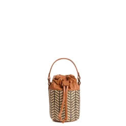 E.Marinella Mini Bag|MINI SECCHIELLO COLOR CUOIO In rafia e pelle