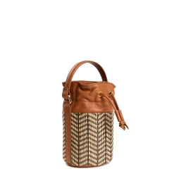 E.Marinella Mini Bag|MINI SECCHIELLO COLOR CUOIO In rafia e pelle